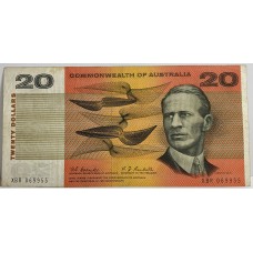 AUSTRALIA 1967 . TWENTY 20 DOLLARS BANKNOTE . COOMBS / RANDALL